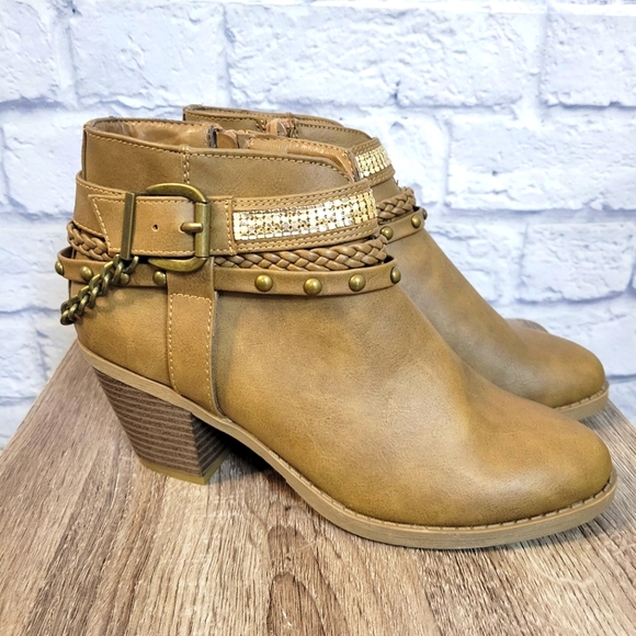 Sugar Shoes - Sugar Embellished Tan Booties Size 8